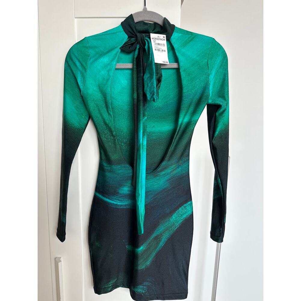 Farai London LYRA Abstract Long Sleeve Stretch Woven Mini Dress, Size XS, NWT - Picture 4 of 9